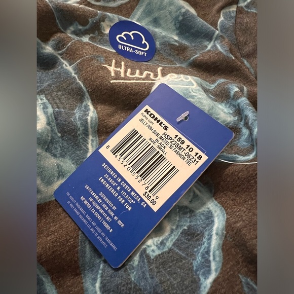 Hurley Jellyfish T Shirt Graphic All Over Print Embroidered Logo Size Small - Picture 4 of 5